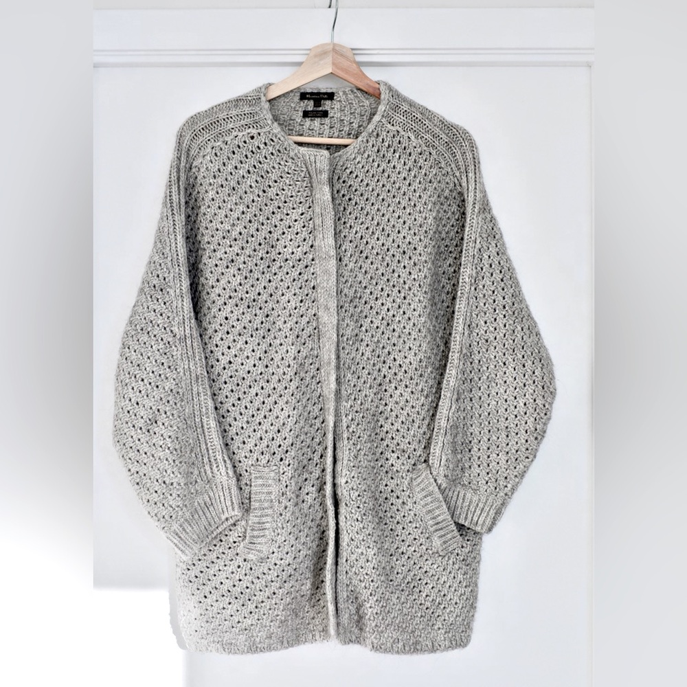 Massimo Dutti Knit Zip-Up Wool Cardigan